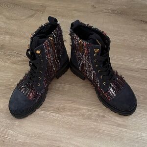 Kurt Geiger Black and Textured Moto Boots